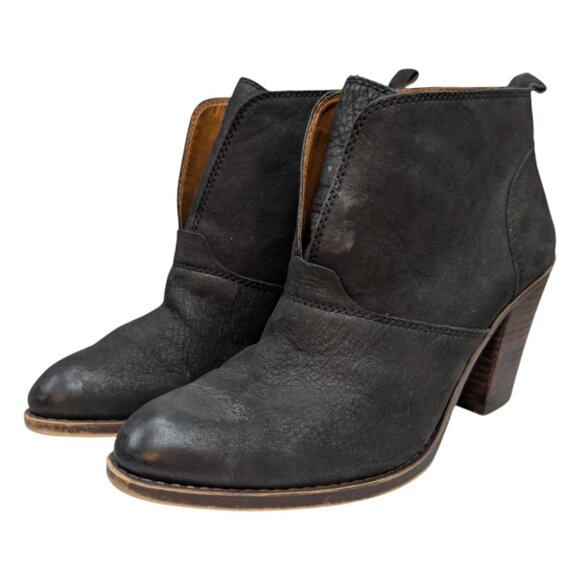 Lucky Brand Ehllen Booties Womens Black Leather Ankle Boots Size 9.5 M - Picture 6 of 11